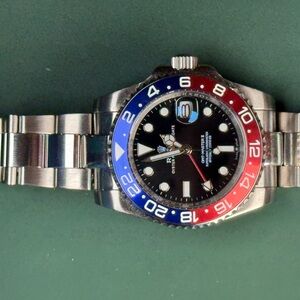 & Other Stories Silver Watch with Red and Blue Accents Pepsi gmt II 1:1